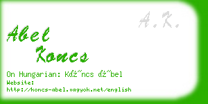 abel koncs business card